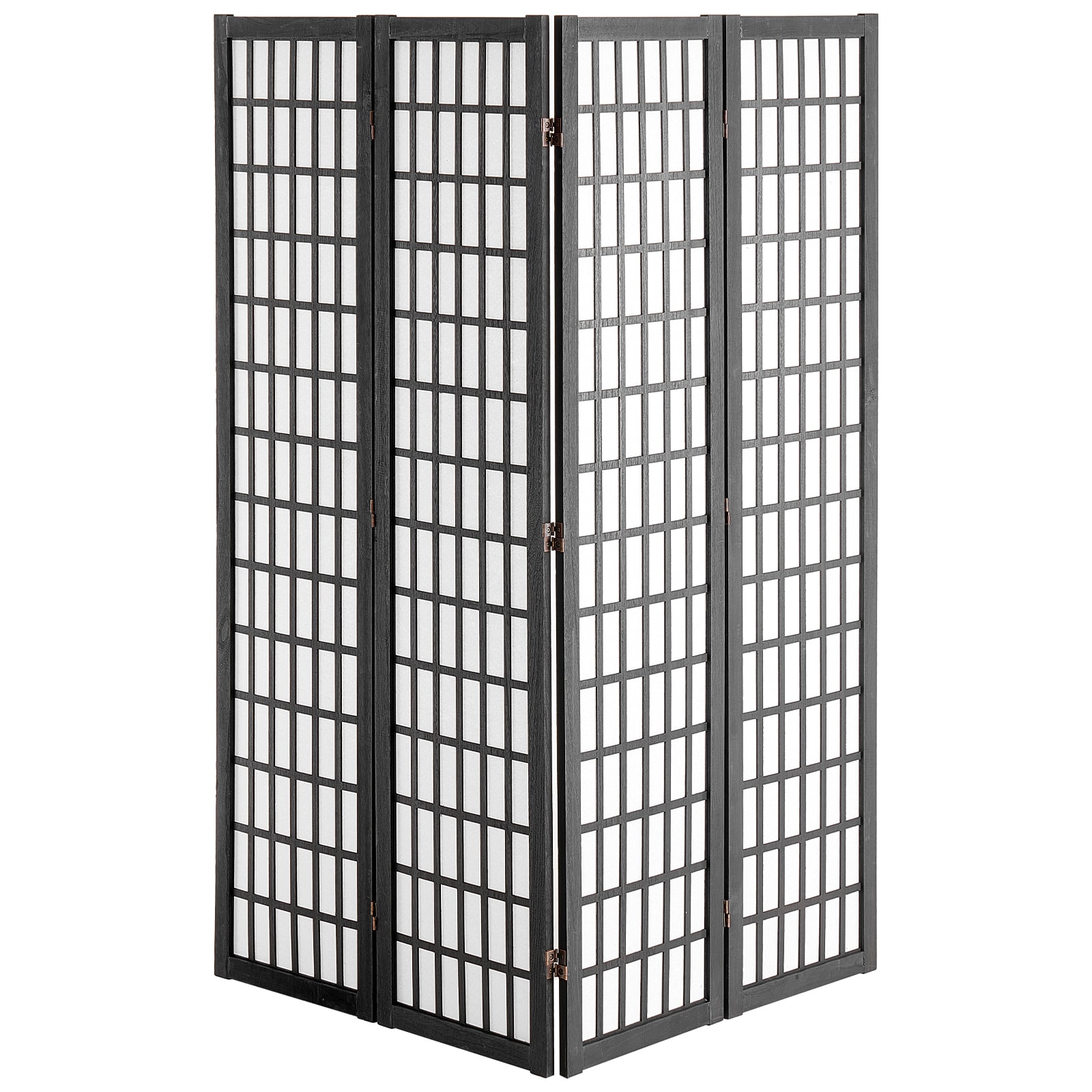 4 Panel Japanese Room Divider Wood Folding Privacy Screen Indoor_voghion.com